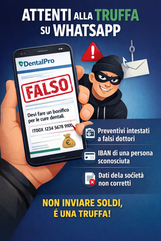 truffa WhatsApp e falsi preventivi DentalPro